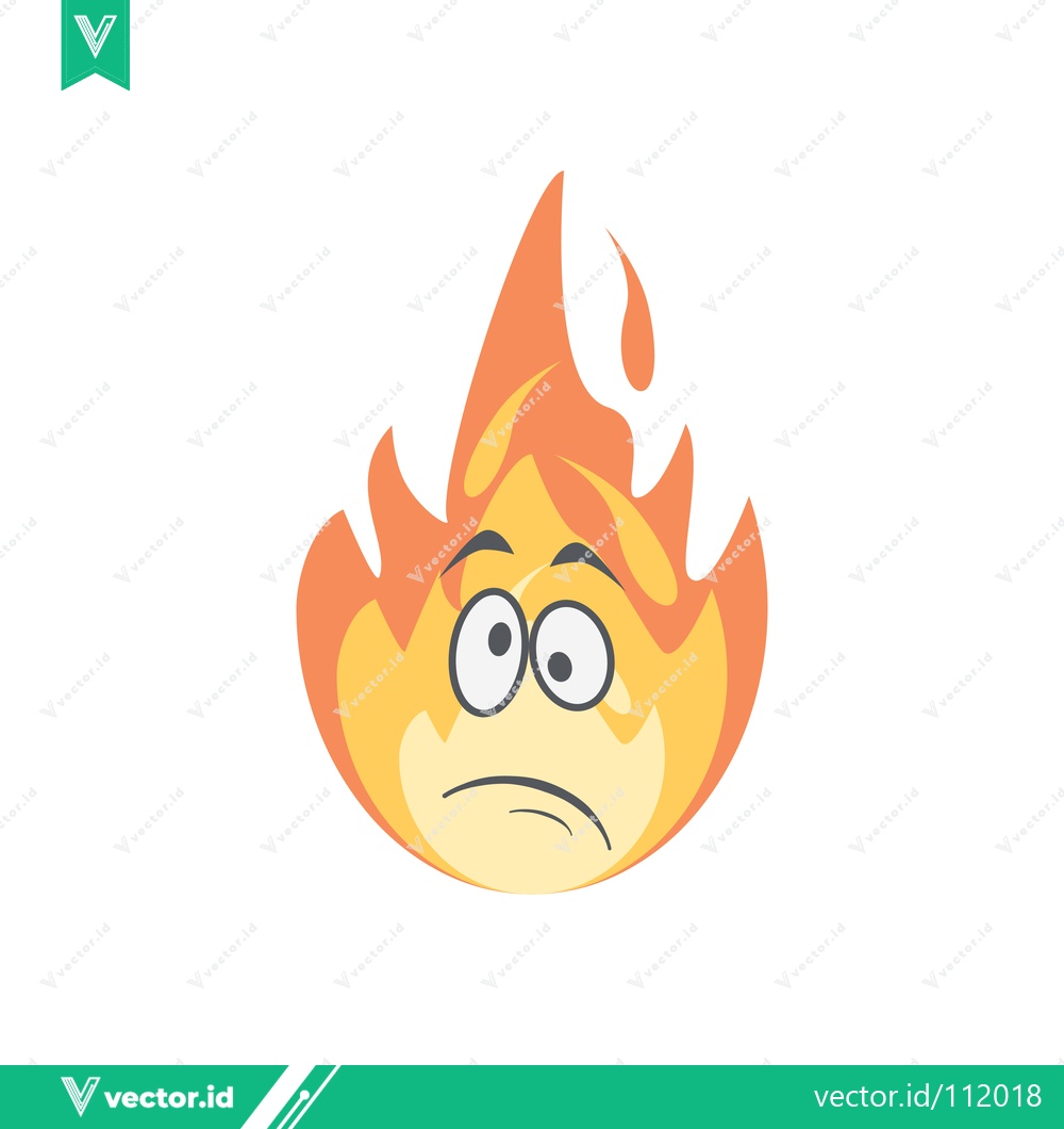 Premium Vector dari Sad Cartoon Flame Character with Worried Expression