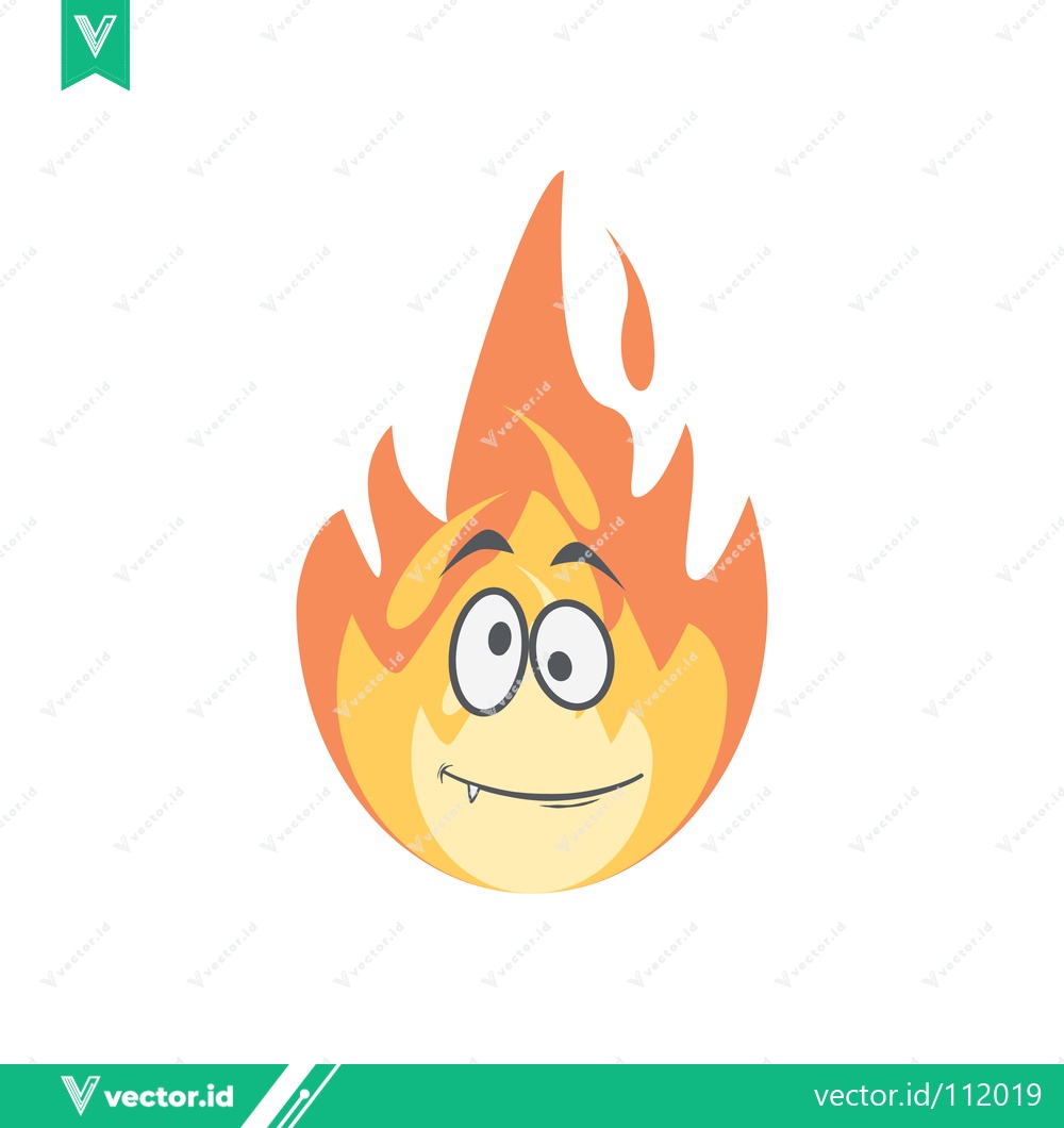 Premium Vector of Funny Cartoon Fire Character with Googly Eyes and Smiling Face