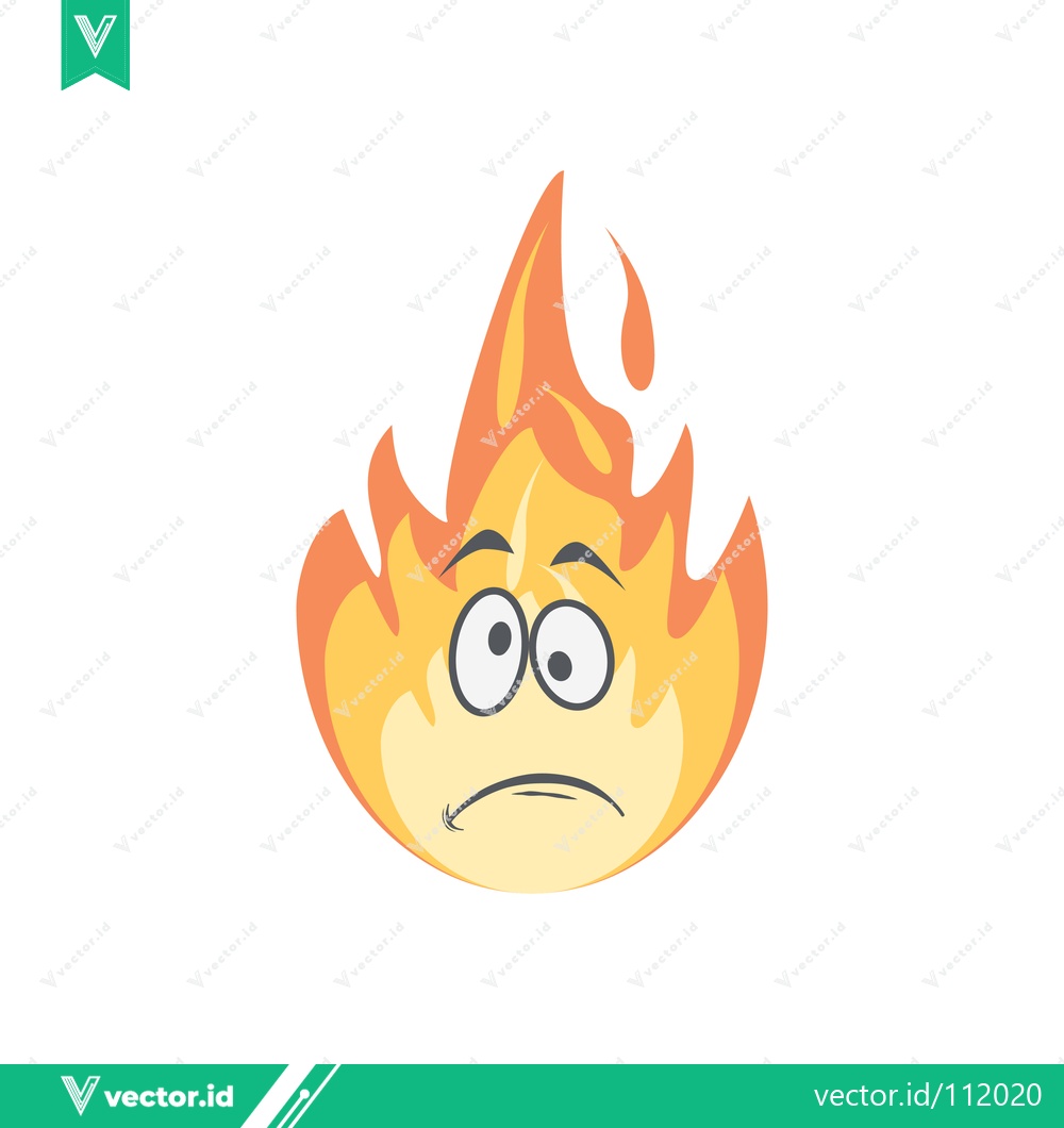 Premium Vector of Sad Cartoon Fire Character with Worried Expression