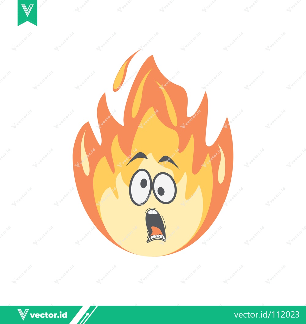 Premium Vector dari Scared Cartoon Flame Character with Wide Eyes and Open Mouth