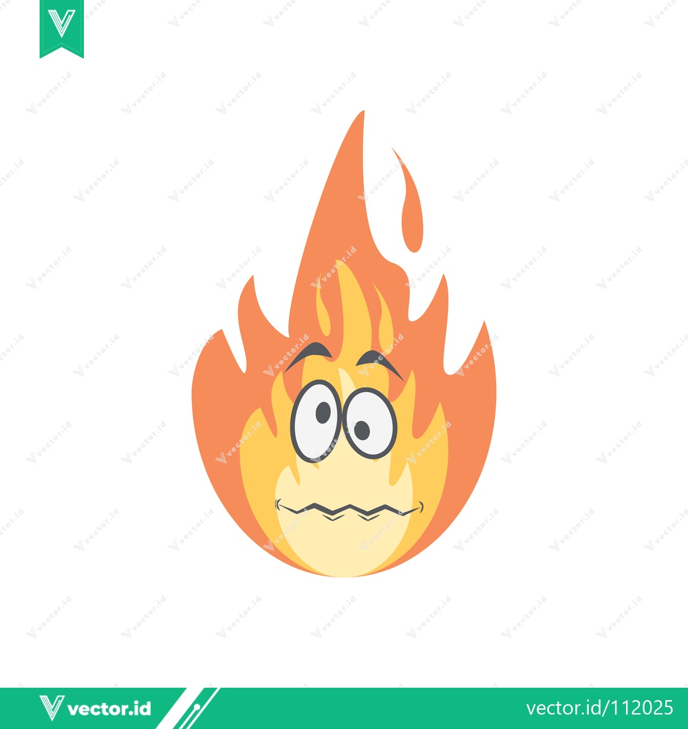 Premium Vector dari Scared Cartoon Flame Character with Worried Expression