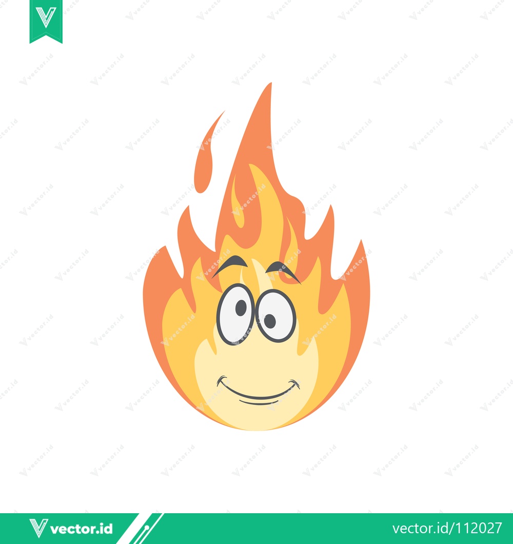 Premium Vector dari Funny Cartoon Fire Character with Happy Face and Googly Eyes