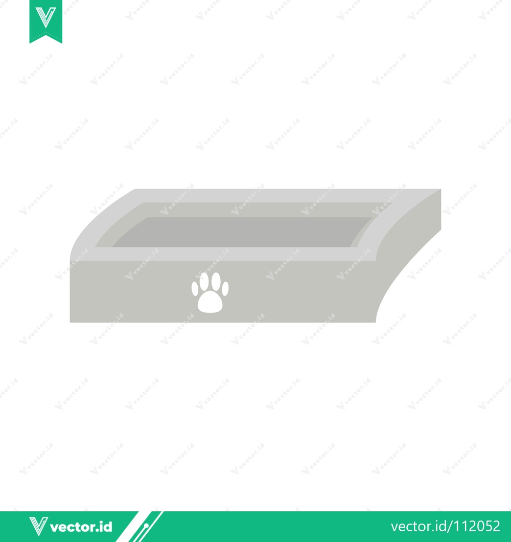 Premium Vector dari Simple Gray Cat Litter Box with Paw Print Icon