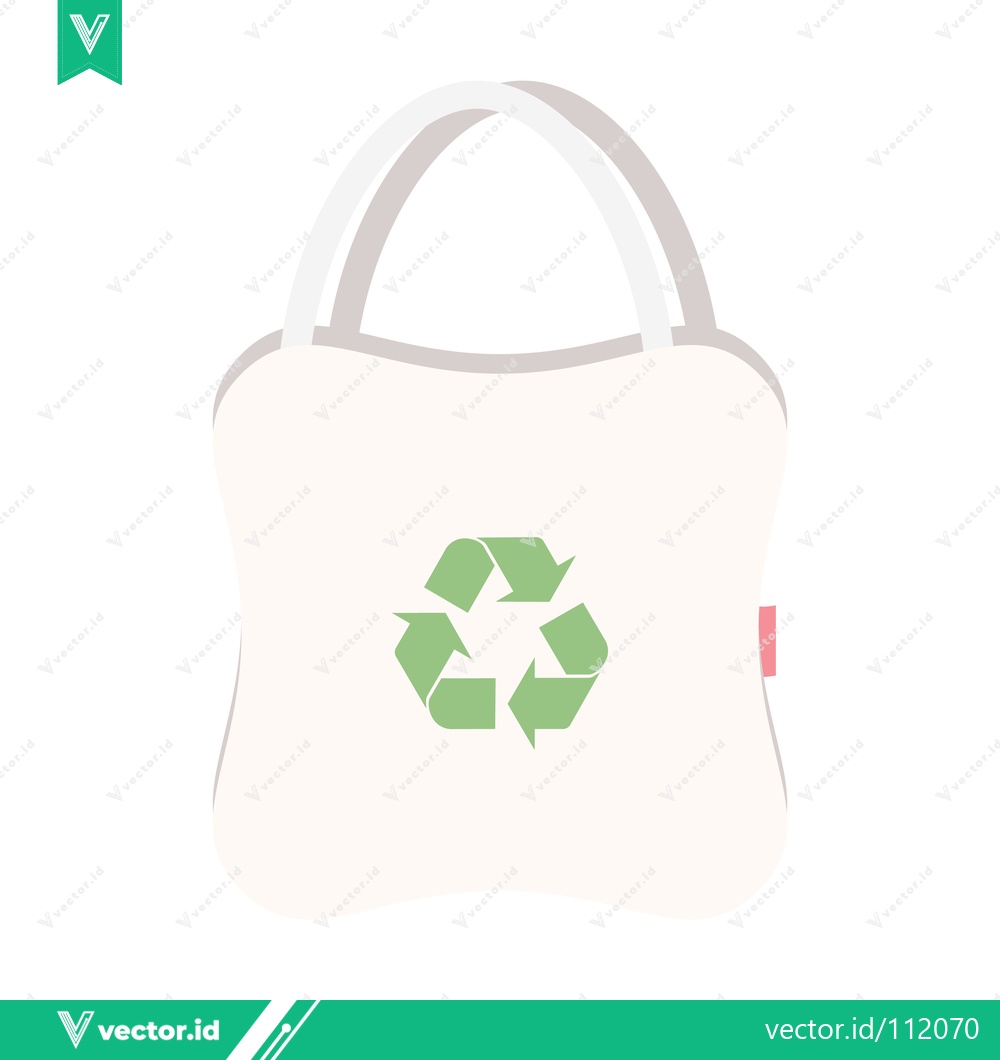 Premium Vector dari Eco-friendly tote bag with recycling symbol illustration