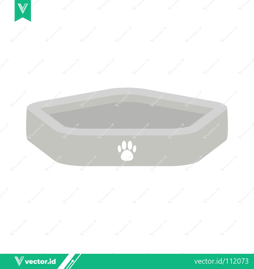Premium Vector dari Simple Geometric Cat Litter Box with Paw Print Icon