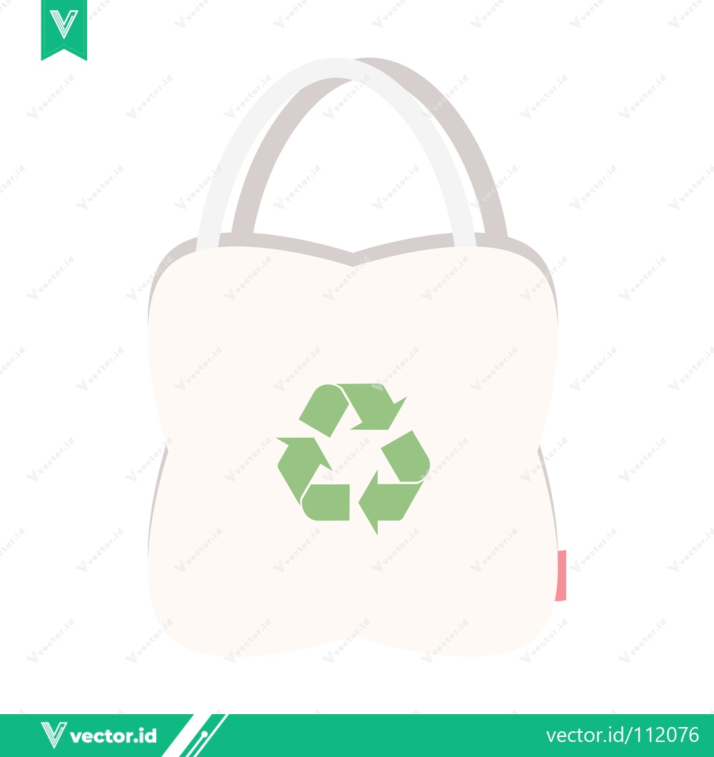 Premium Vector dari Eco-friendly tote bag with recycling symbol illustration