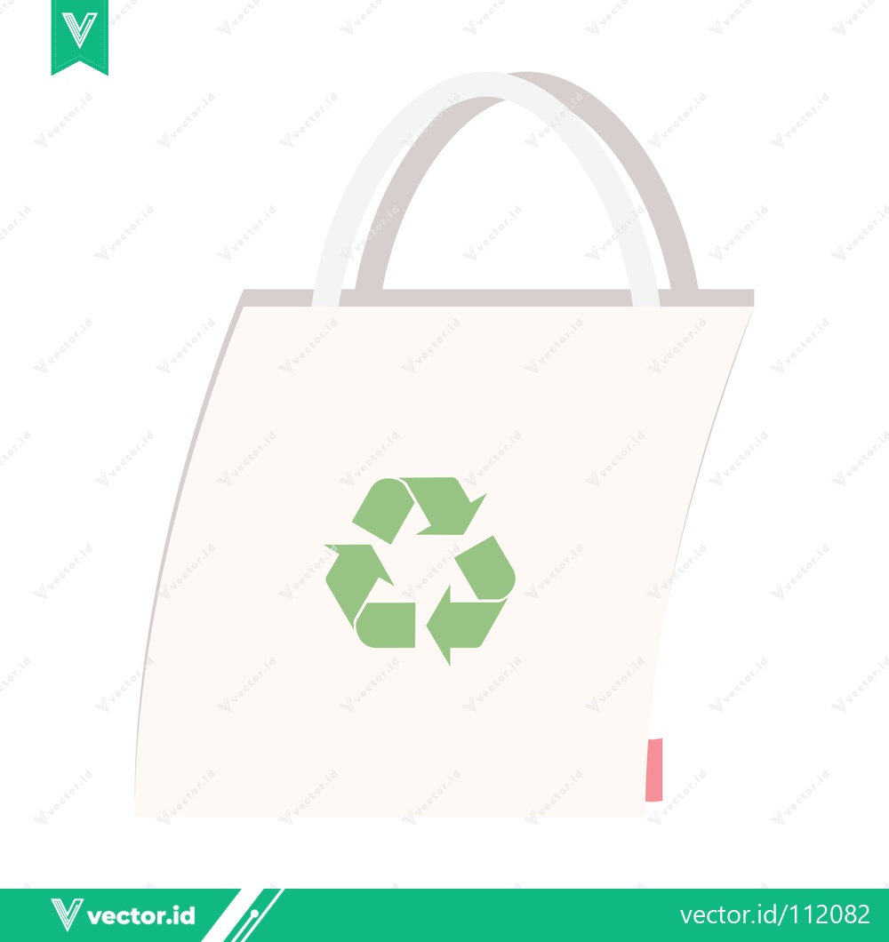 Premium Vector of Eco-friendly reusable shopping bag with recycling symbol