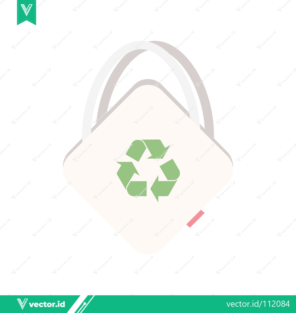 Premium Vector of Eco-friendly reusable shopping bag with recycling symbol