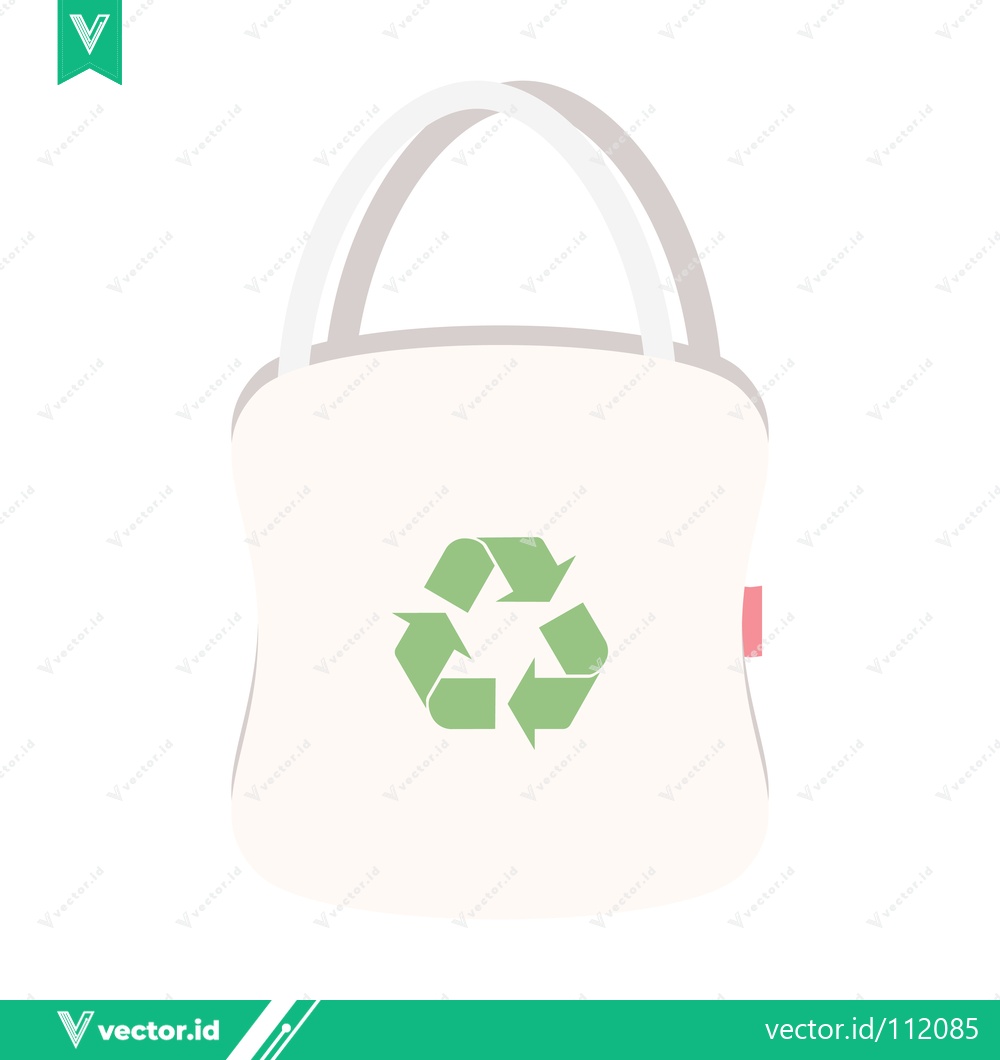 Premium Vector dari Eco-friendly reusable tote bag with recycling symbol