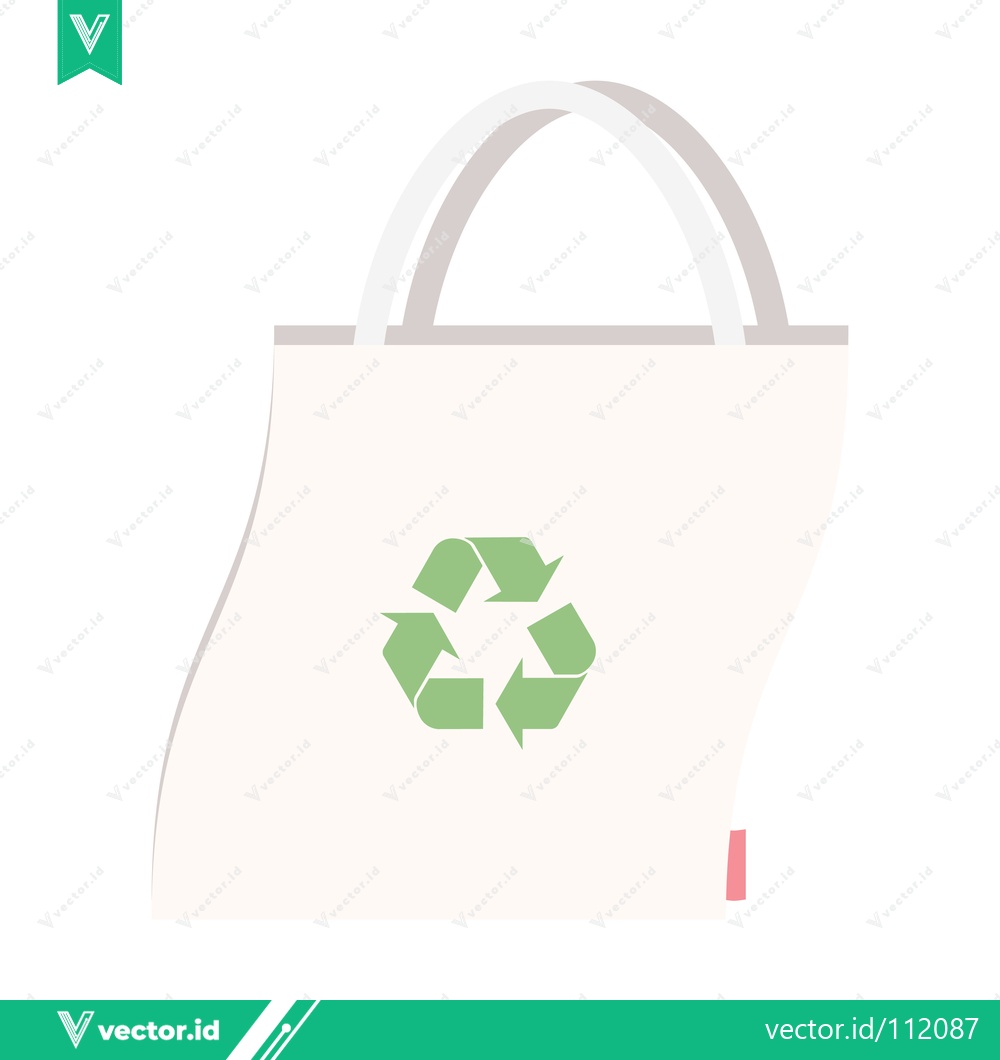 Premium Vector dari Eco-friendly tote bag with recycling symbol illustration