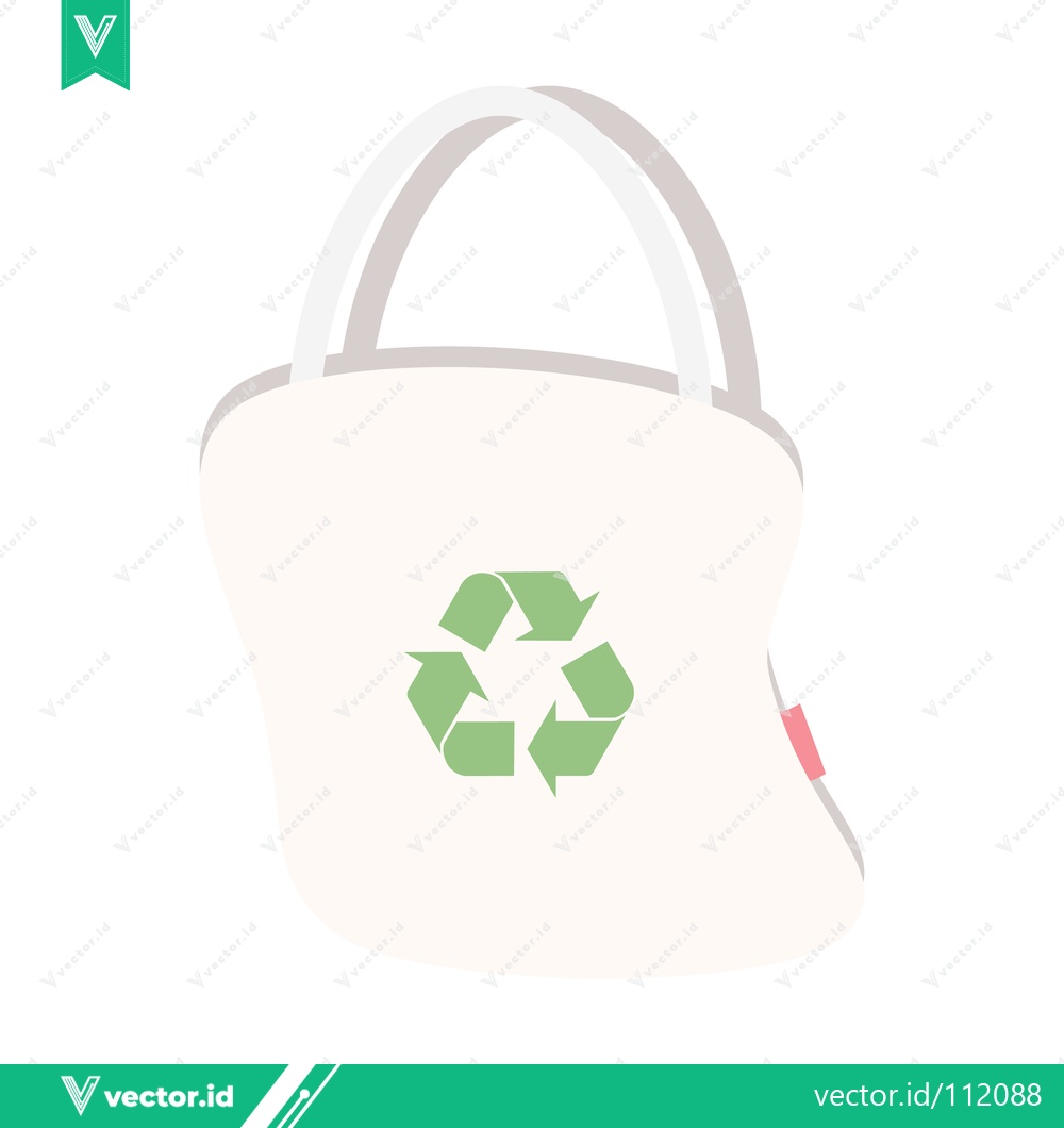 Premium Vector dari Eco-friendly tote bag with recycling symbol illustration