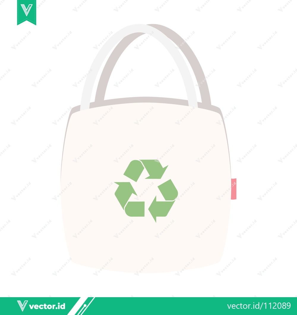Premium Vector dari Eco-friendly reusable tote bag with recycling symbol