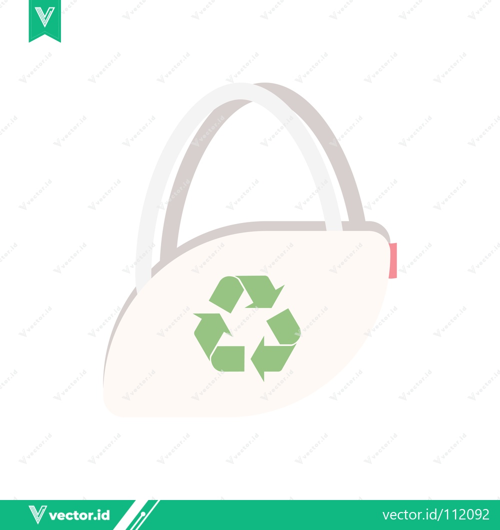 Premium Vector of Eco-friendly reusable shopping bag with recycling symbol