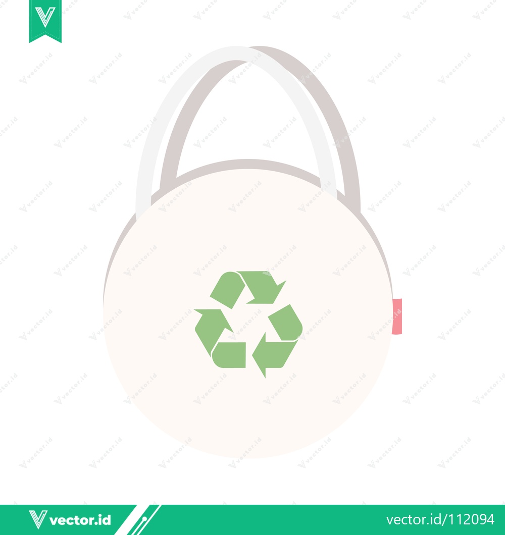 Premium Vector dari Eco-friendly reusable shopping bag with recycling symbol