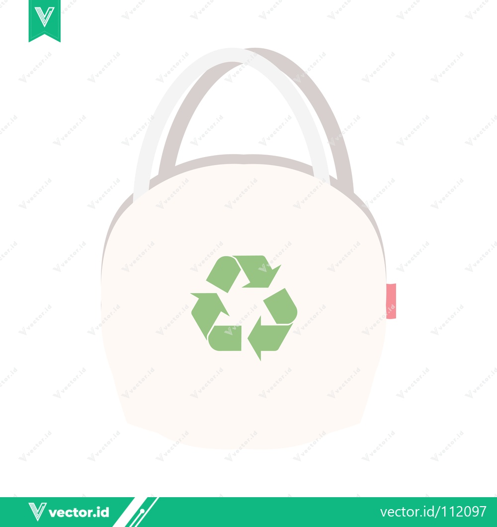 Premium Vector dari Eco-friendly reusable shopping bag with recycling symbol