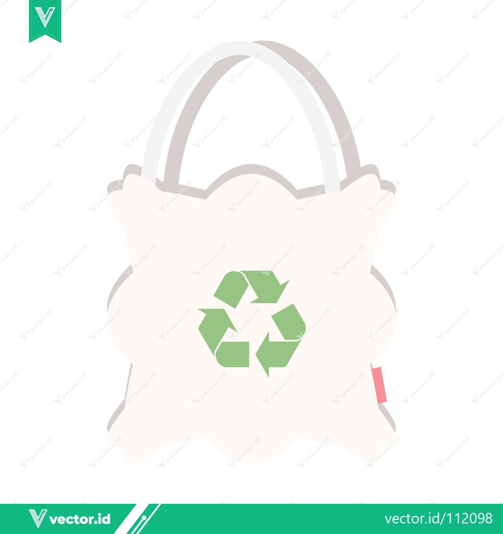 Premium Vector of Eco-friendly reusable shopping bag with recycling symbol