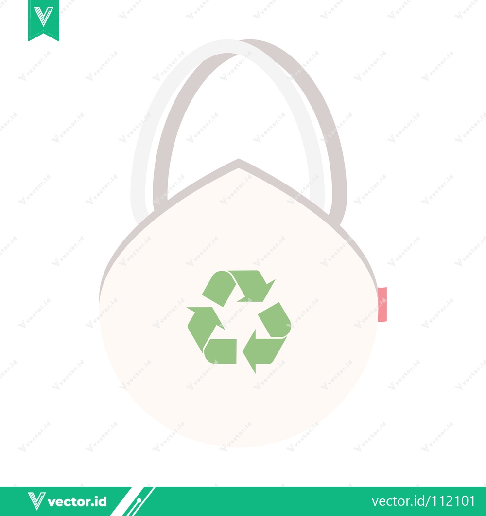 Premium Vector of Eco-friendly reusable shopping bag with recycling symbol