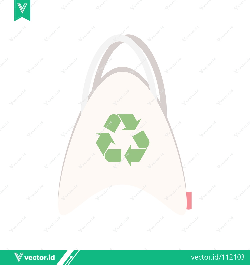 Premium Vector of Eco-friendly reusable shopping bag with recycling symbol
