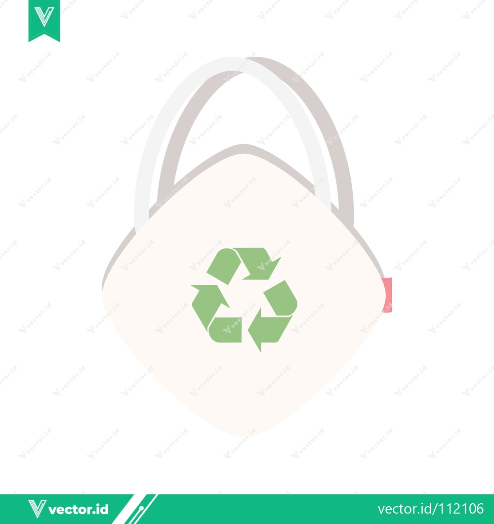 Premium Vector of Eco-friendly reusable shopping bag with recycling symbol