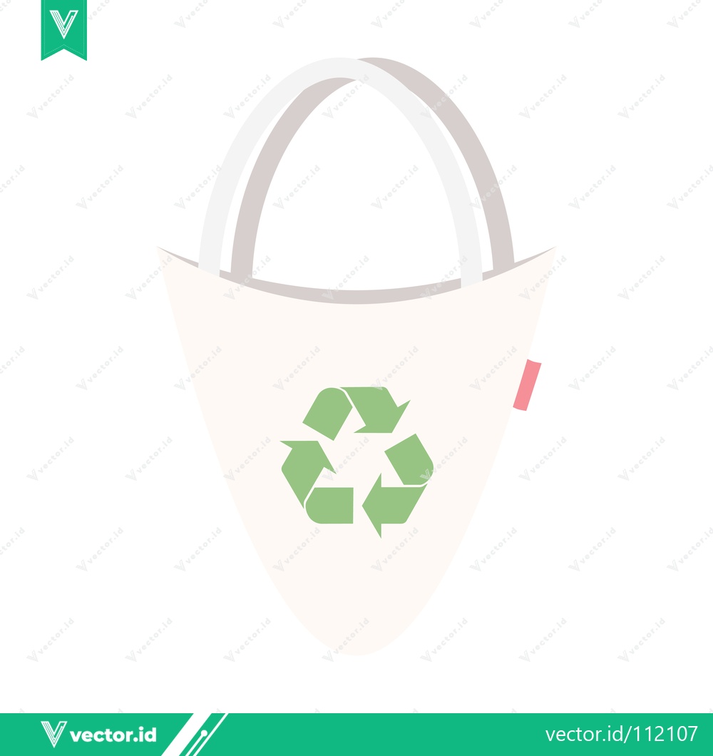 Premium Vector dari Eco-friendly tote bag with recycling symbol illustration