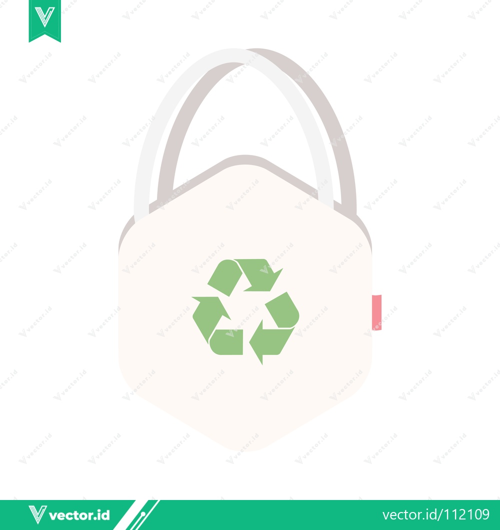 Premium Vector of Eco-friendly reusable tote bag with recycling symbol