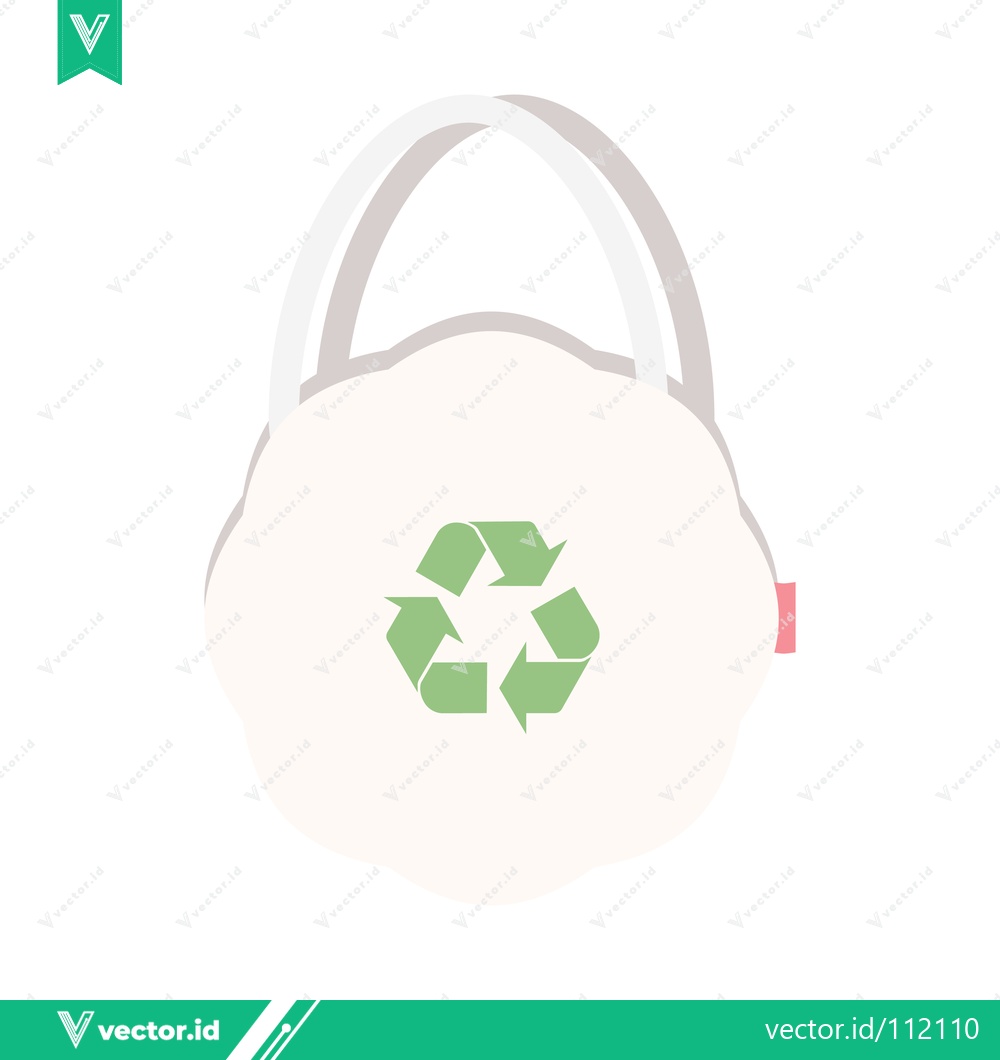 Premium Vector dari Eco-friendly reusable shopping bag with recycling symbol