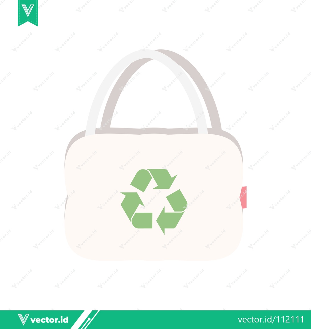 Premium Vector of Eco-friendly reusable shopping bag with recycling symbol