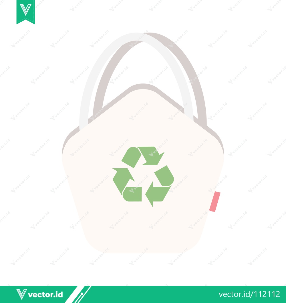 Premium Vector of Eco-friendly reusable shopping bag with recycling symbol