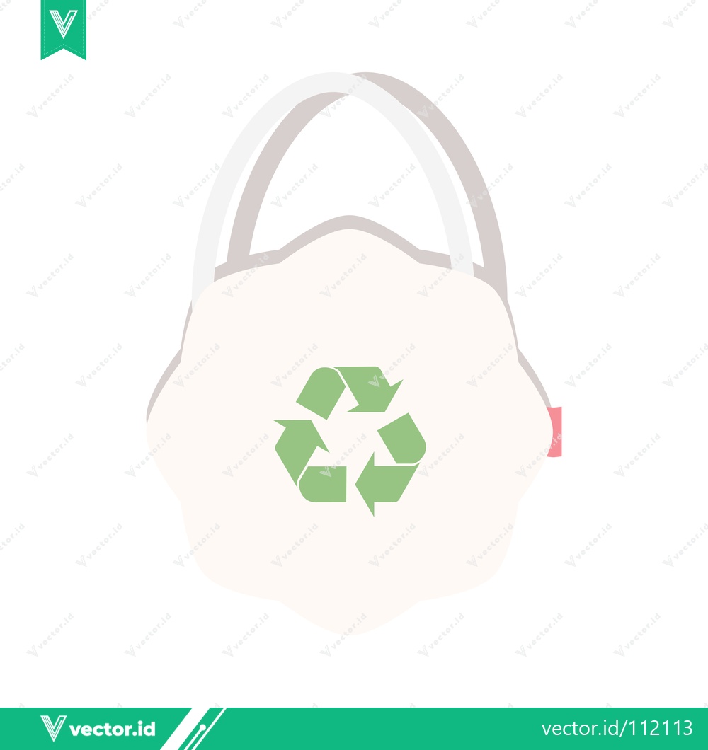 Premium Vector of Eco-friendly reusable shopping bag with recycling symbol