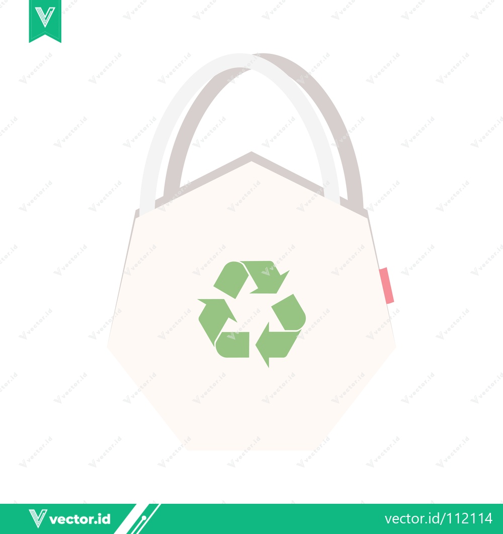 Premium Vector of Eco-friendly reusable shopping bag with recycling symbol