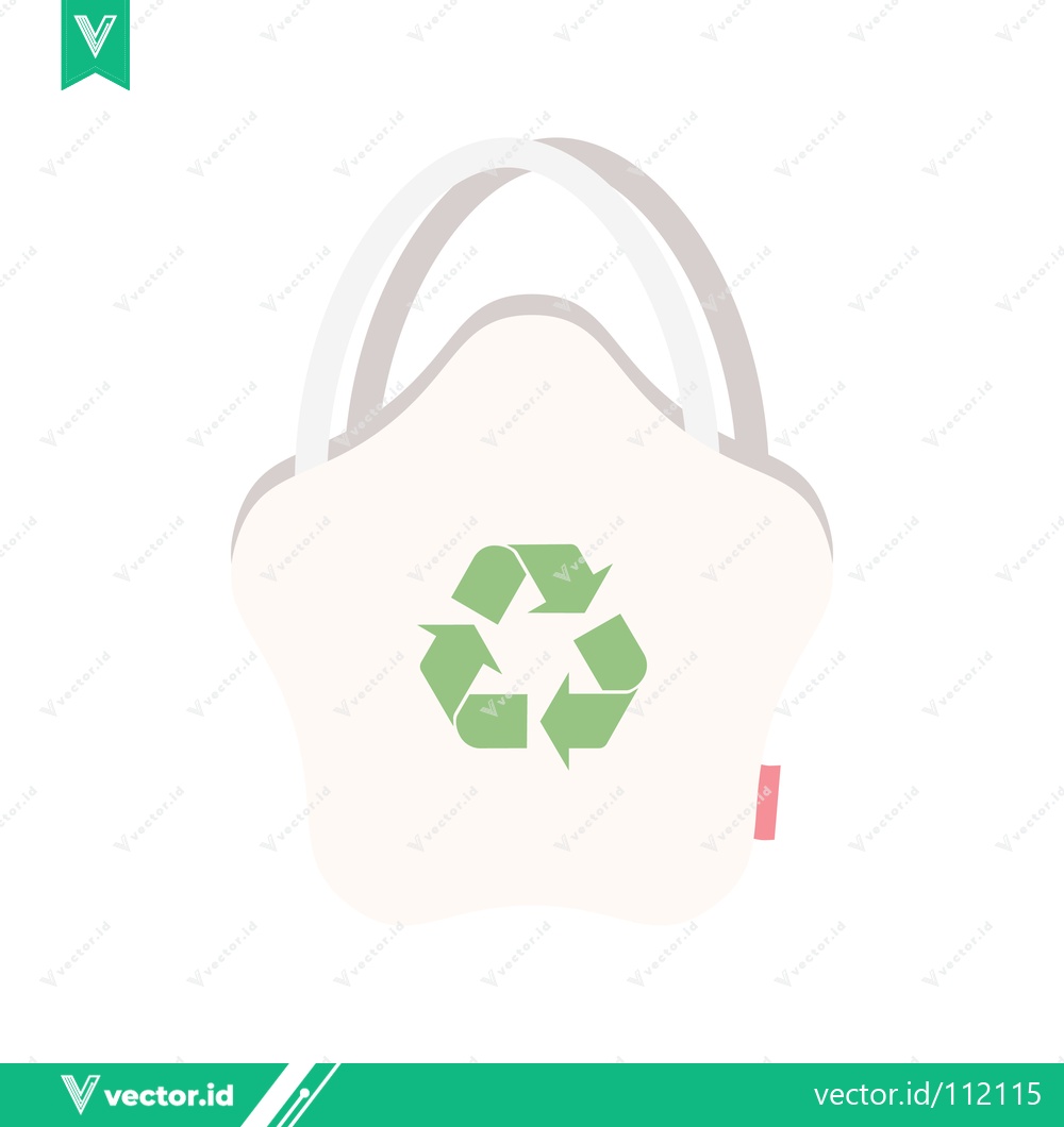 Premium Vector dari Eco-friendly reusable shopping bag with recycling symbol