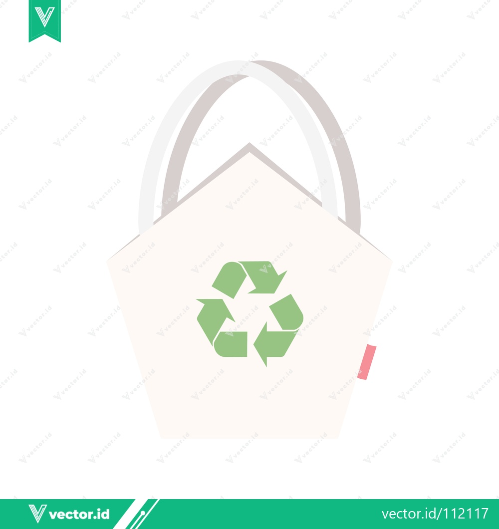 Premium Vector dari Eco-friendly reusable shopping bag with recycling symbol