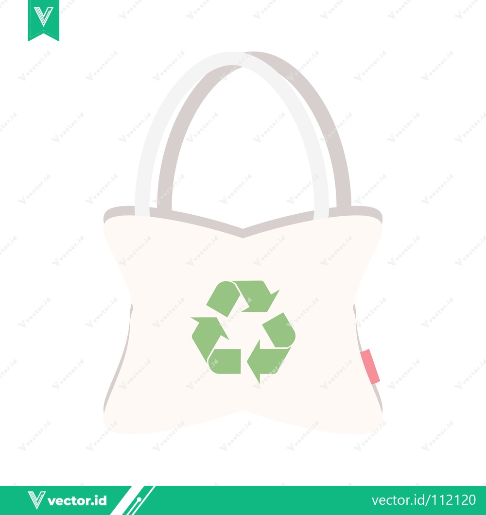 Premium Vector dari Eco-friendly reusable shopping bag with recycling symbol