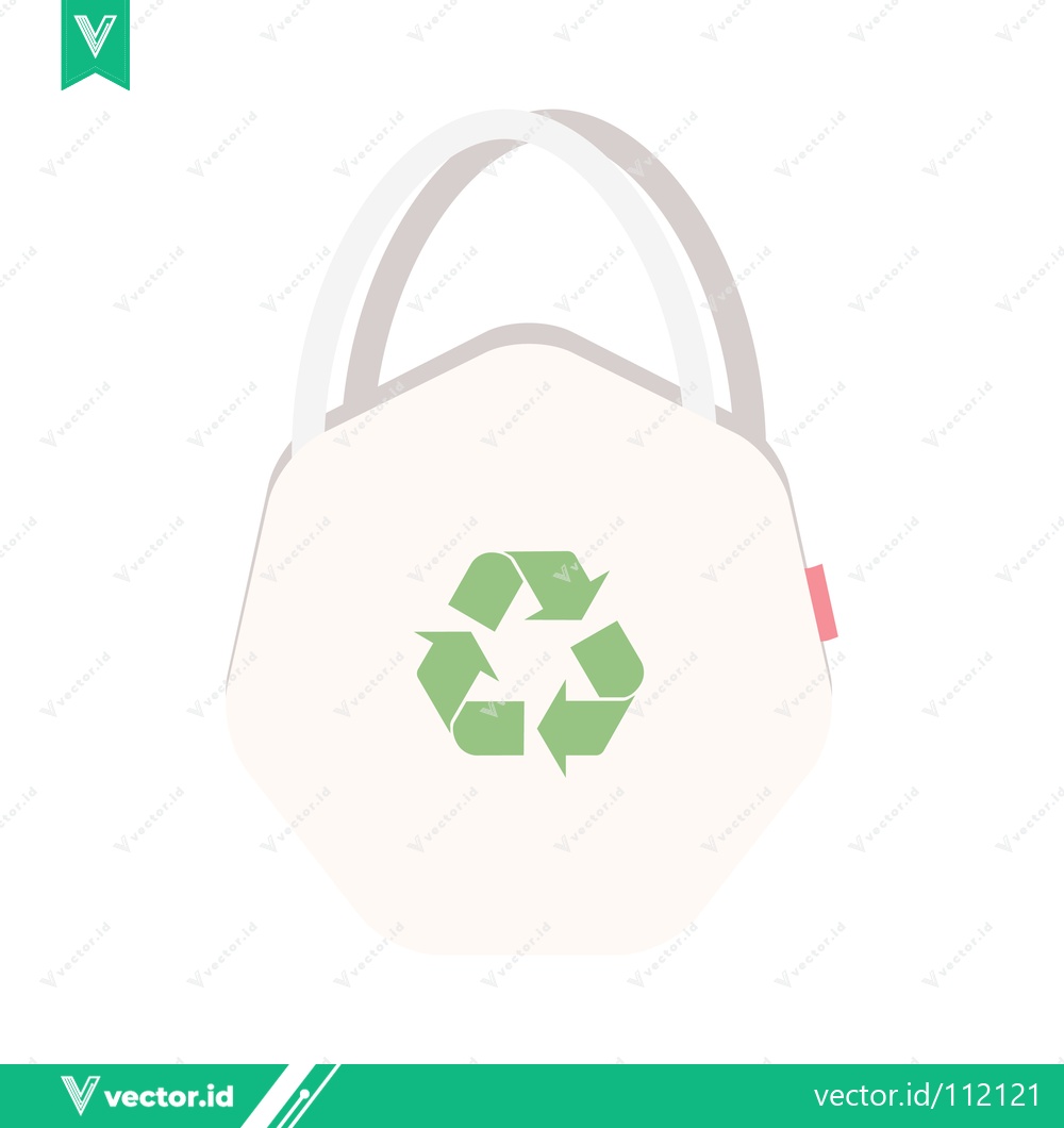 Premium Vector dari Eco-friendly reusable shopping bag with recycling symbol