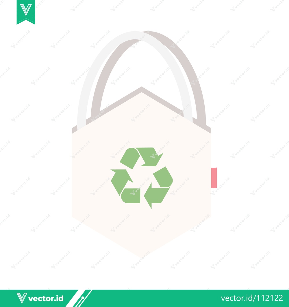 Premium Vector dari Eco-friendly reusable shopping bag with recycling symbol