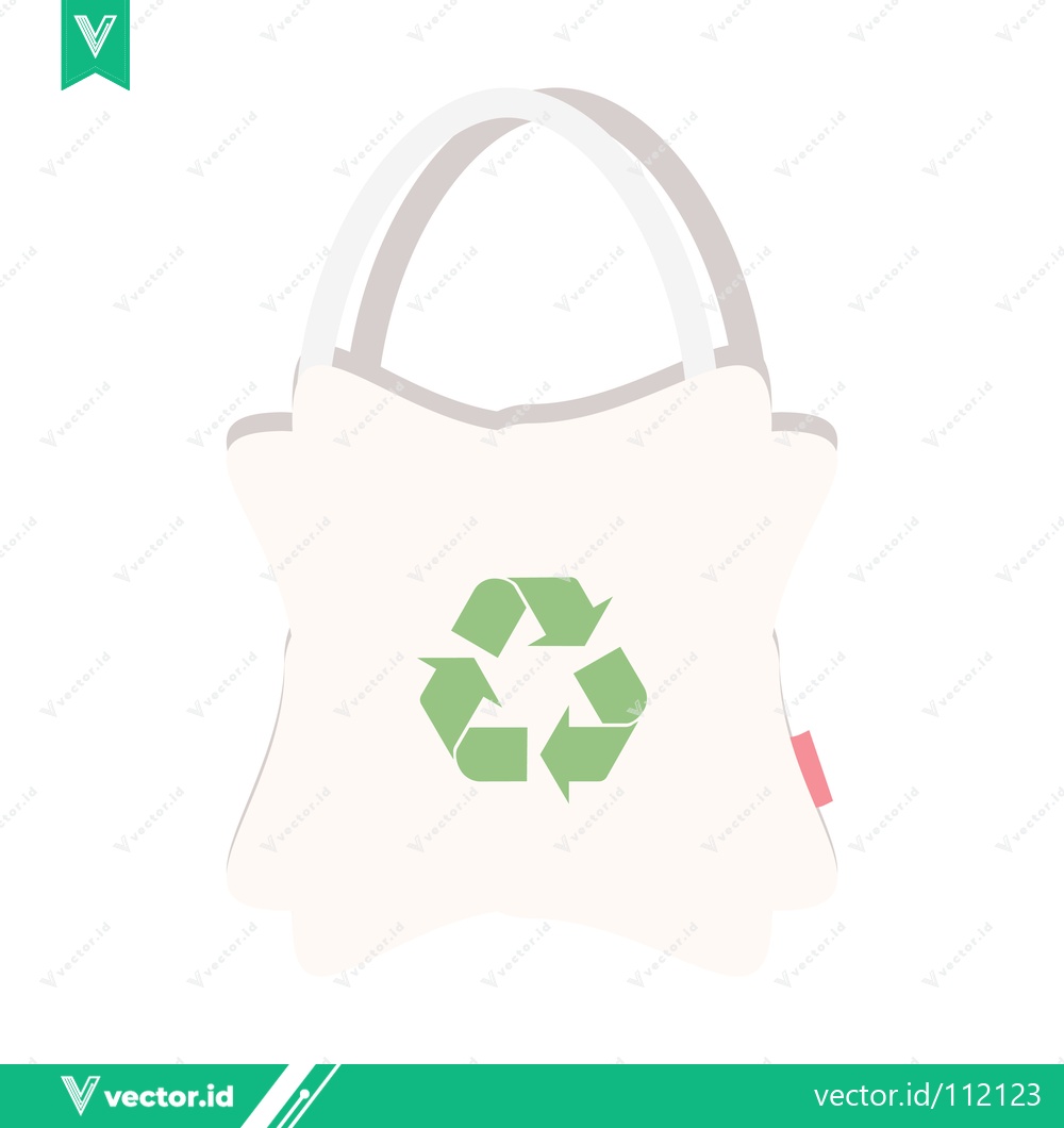 Premium Vector dari Eco-friendly canvas tote bag with recycling symbol