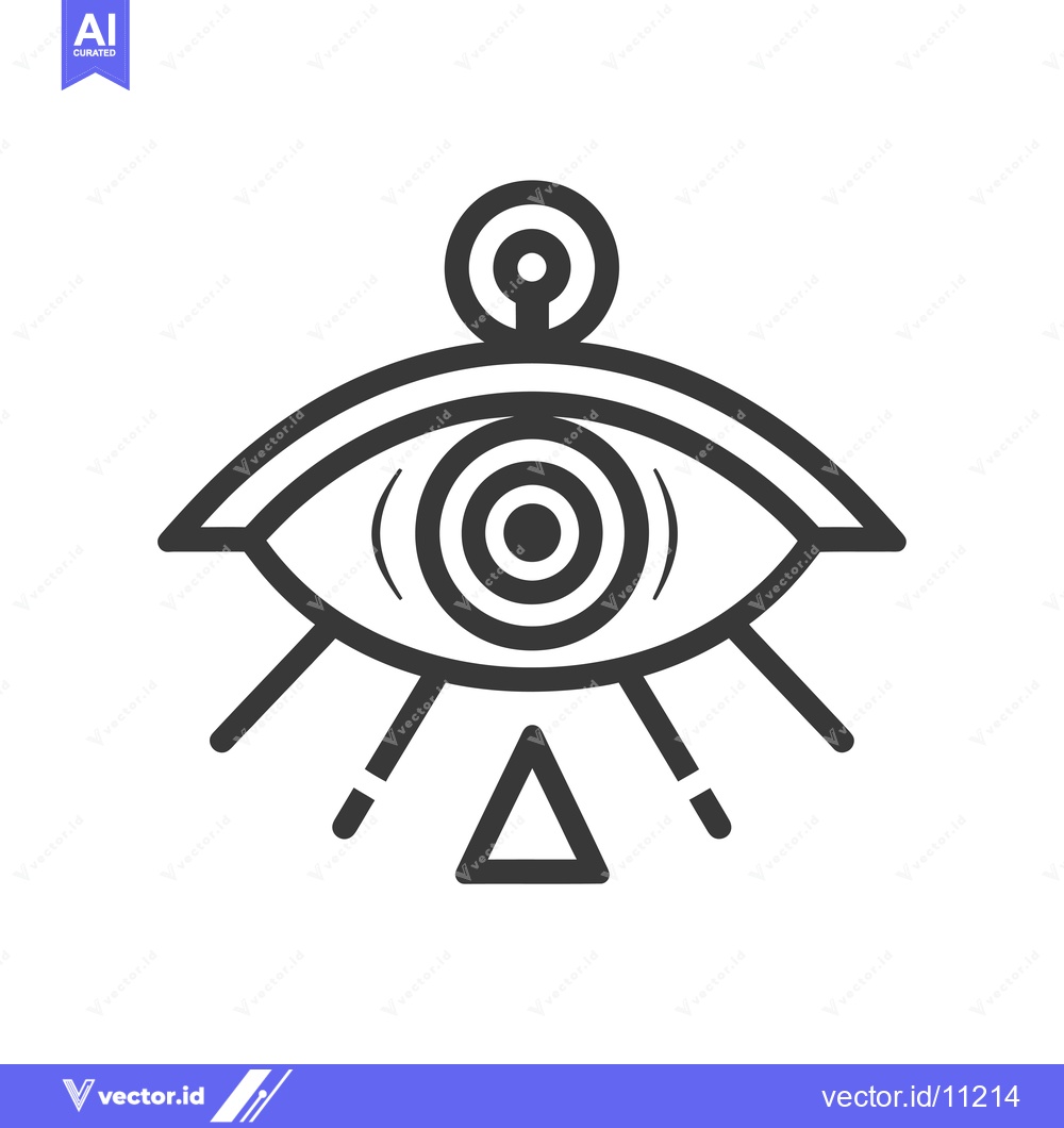 Premium Vector of Abstract Eye with Concentric Circles and Triangle Below
