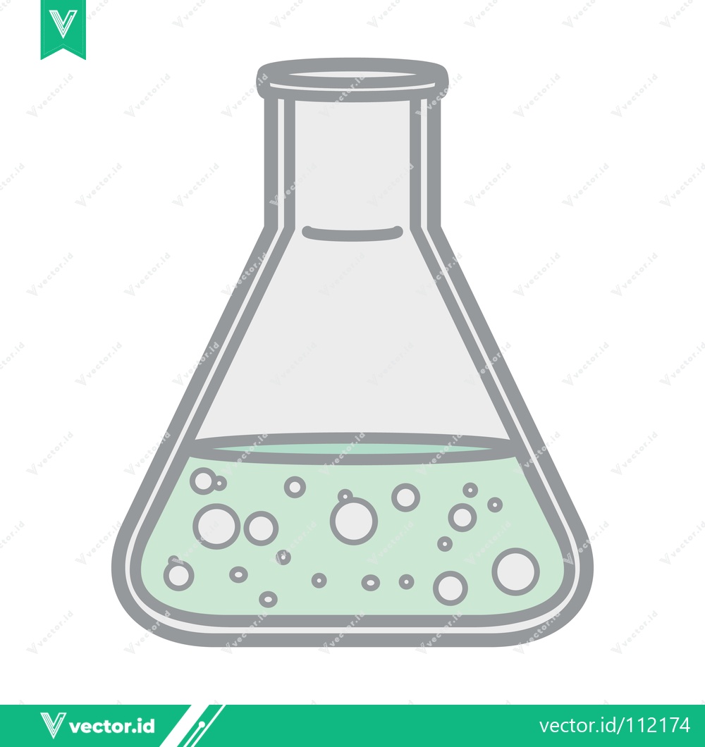 Premium Vector dari Chemical Reaction in Erlenmeyer Flask with Bubbles