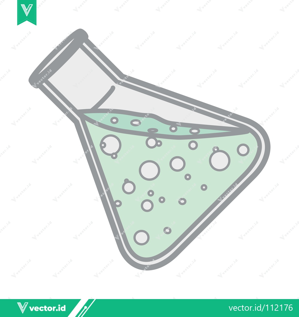 Premium Vector of Erlenmeyer Flask with Bubbling Green Liquid