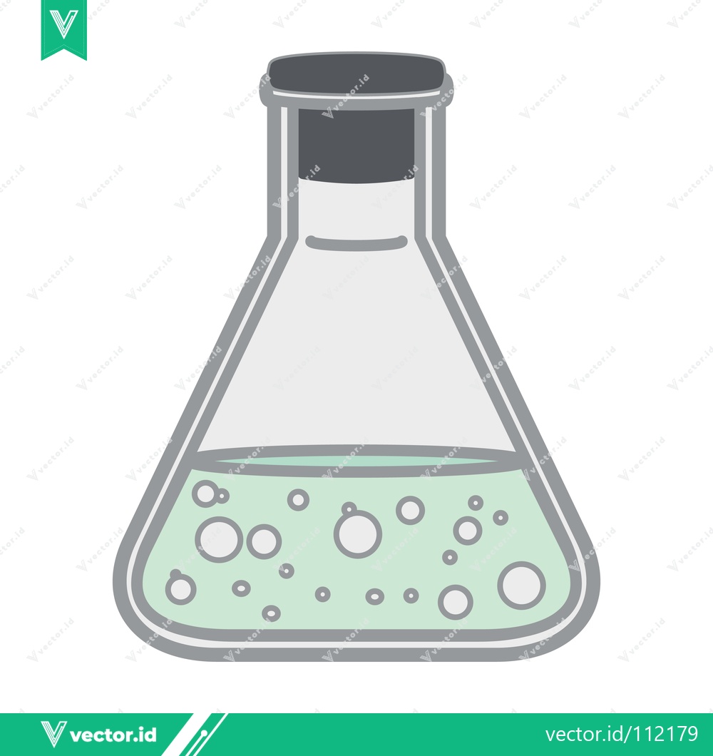 Premium Vector of Erlenmeyer Flask with Bubbles in Green Liquid