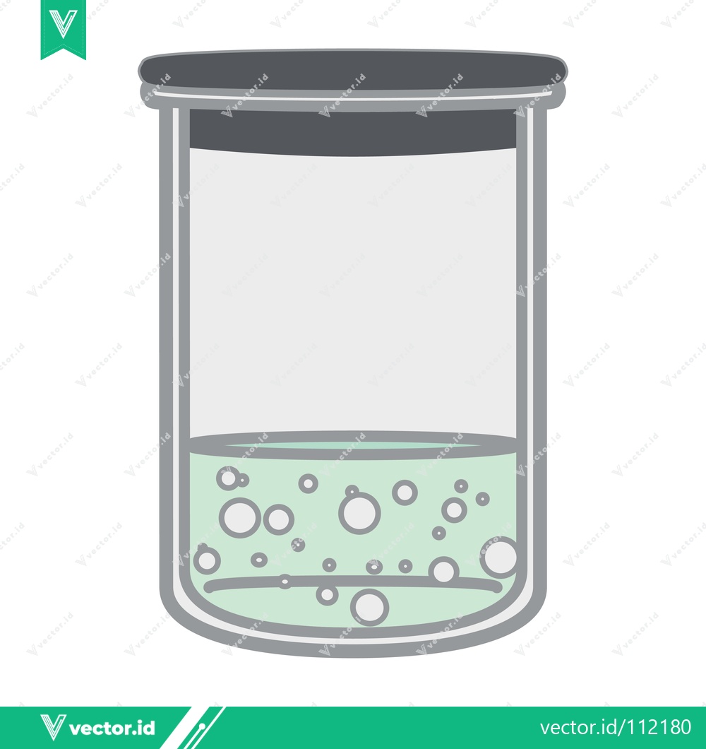 Premium Vector dari Glass beaker with green liquid and bubbles