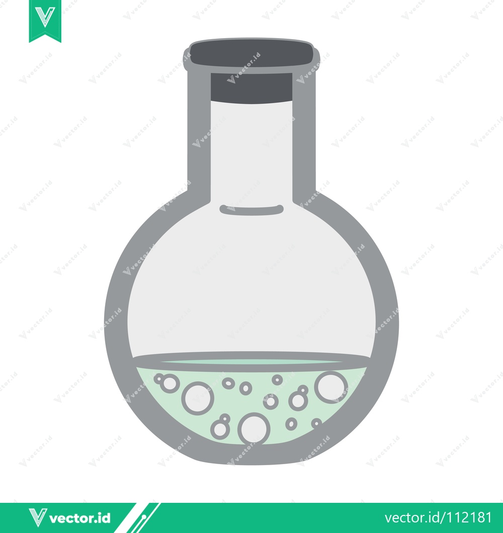 Premium Vector of Round bottom flask with bubbling liquid science experiment illustration