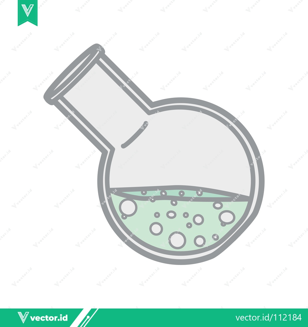 Premium Vector dari Simple illustration of a laboratory flask with green liquid and bubbles