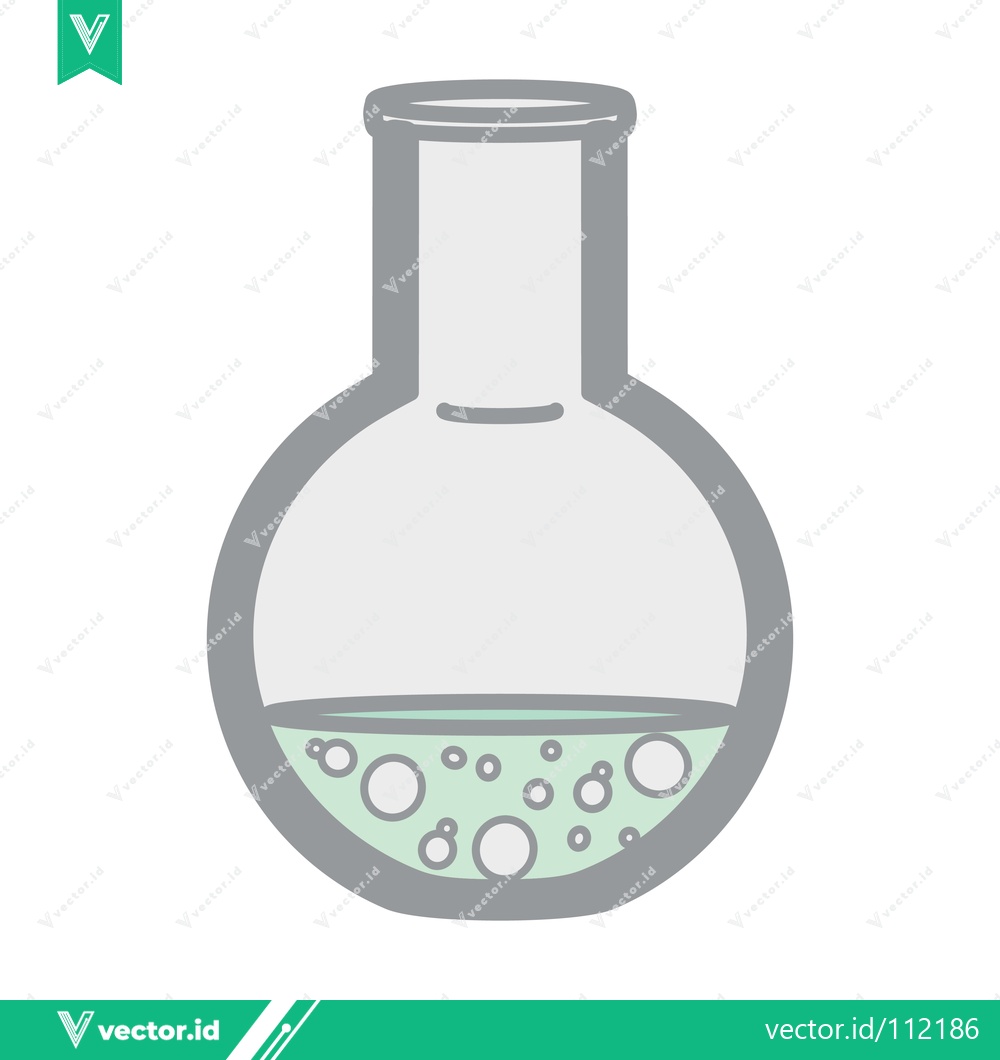 Premium Vector of Simple Illustration of a Round Bottom Flask with Bubbles