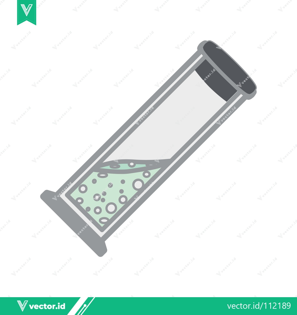 Premium Vector dari Bubbling green liquid in a tilted laboratory test tube with a stopper