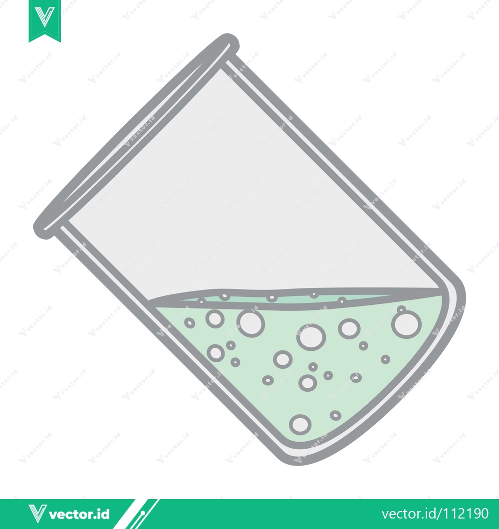 Premium Vector of Bubbling Green Liquid in a Tilted Beaker