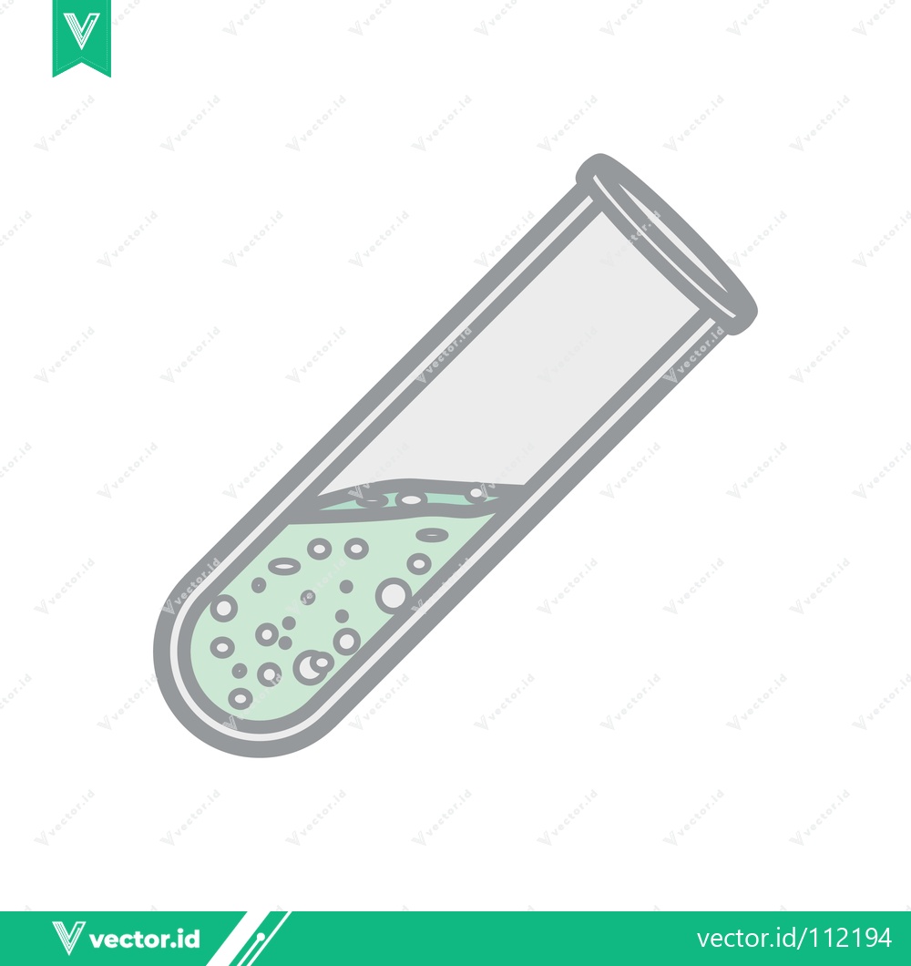 Premium Vector dari Test tube with green liquid and bubbles