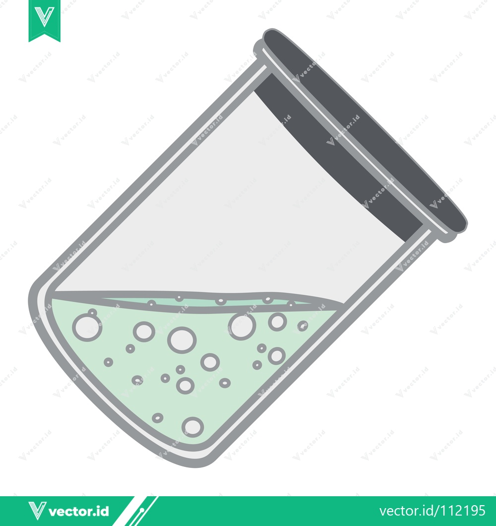 Premium Vector dari Laboratory beaker with green liquid and bubbles