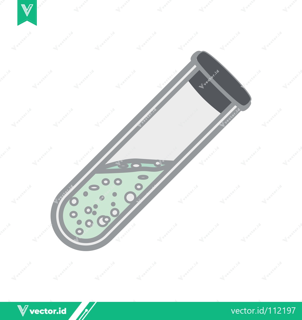 Premium Vector dari Test Tube with Green Liquid and Bubbles