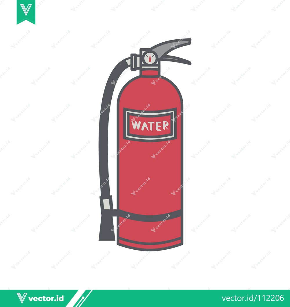 Premium Vector dari Illustration of a Red Water Fire Extinguisher with a Hose